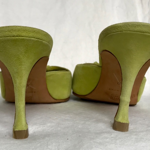 Manolo Blahnik Fresh Green Suede Mule Kittens - Picture 7 of 8